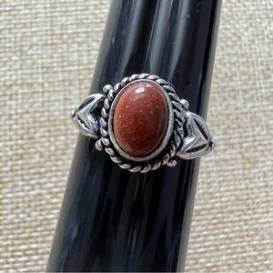 New Sandstone Boho Silver Overlay Ring Size 6.25